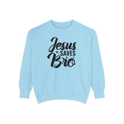 Jesus Saves Bro! Christian Premium Garment-Dyed Sweatshirt - Soft, Durable, and Stylish