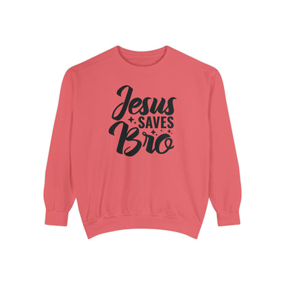 Jesus Saves Bro! Christian Premium Garment-Dyed Sweatshirt - Soft, Durable, and Stylish