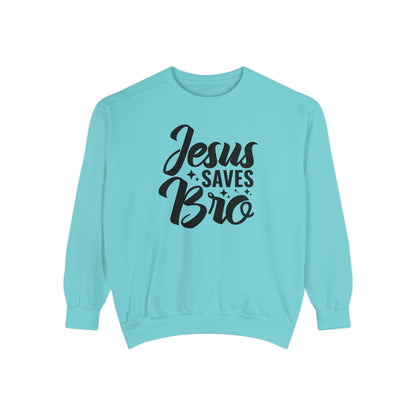 Jesus Saves Bro! Christian Premium Garment-Dyed Sweatshirt - Soft, Durable, and Stylish