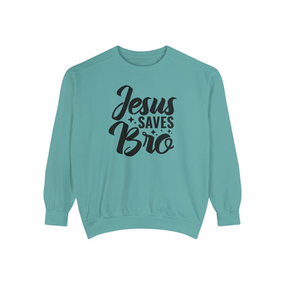 Jesus Saves Bro! Christian Premium Garment-Dyed Sweatshirt - Soft, Durable, and Stylish