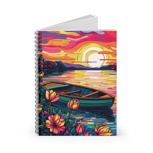 Peaceful lake painted journal or Notebook. Notes Spiral Notebook - Ruled Line