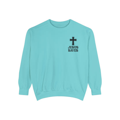 Jesus Saves Christian Vintage Edition Premium Garment-Dyed Sweatshirt - Soft, Durable, and Stylish