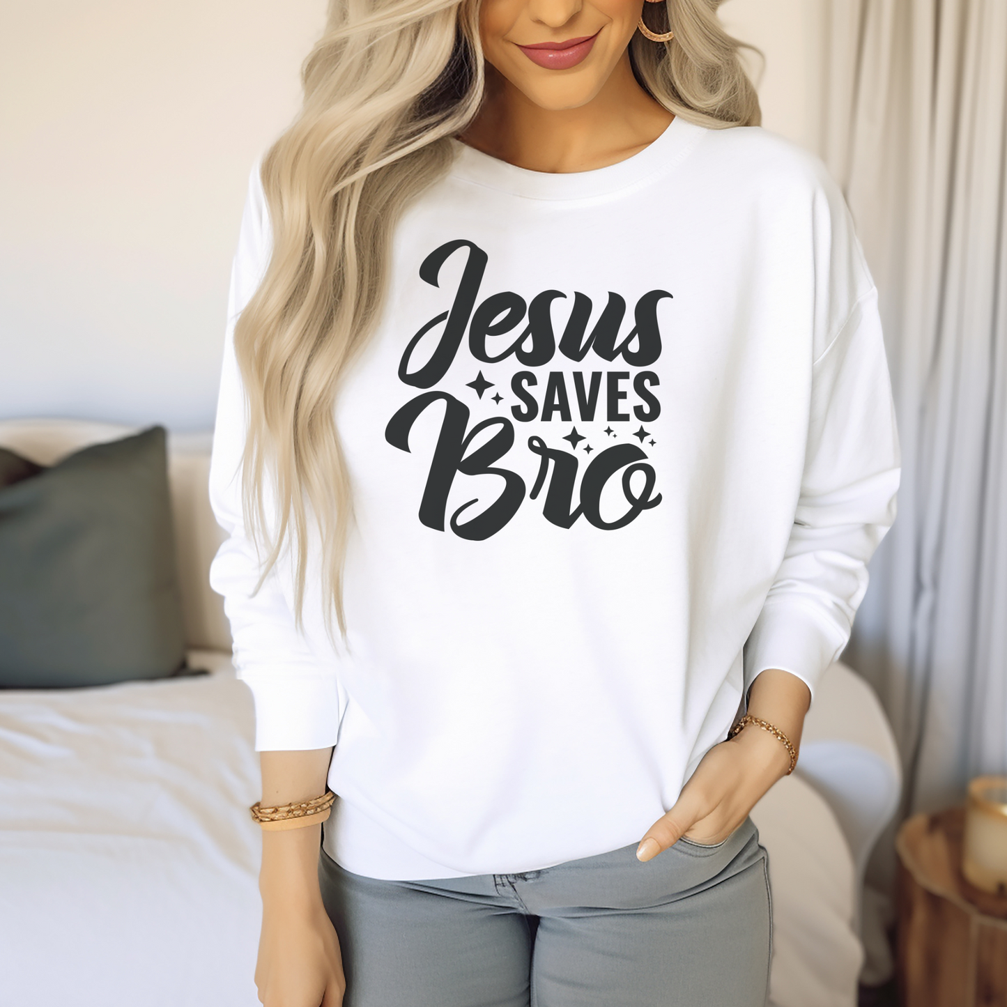 Jesus Saves Bro! Christian Premium Garment-Dyed Sweatshirt - Soft, Durable, and Stylish