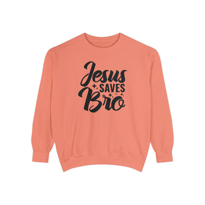 Jesus Saves Bro! Christian Premium Garment-Dyed Sweatshirt - Soft, Durable, and Stylish