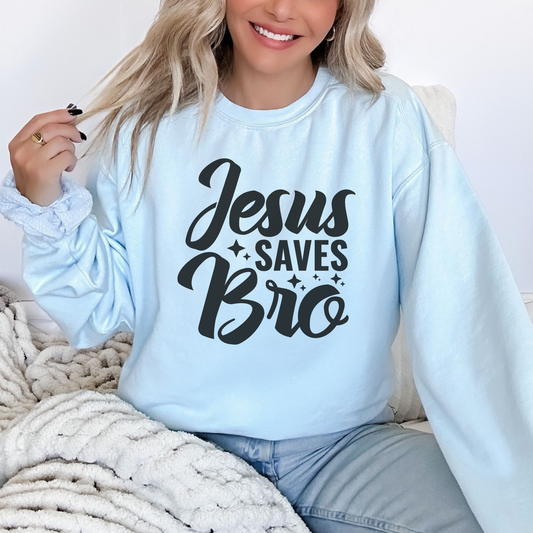 Jesus Saves Bro! Christian Premium Garment-Dyed Sweatshirt - Soft, Durable, and Stylish