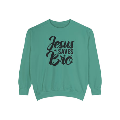 Jesus Saves Bro! Christian Premium Garment-Dyed Sweatshirt - Soft, Durable, and Stylish