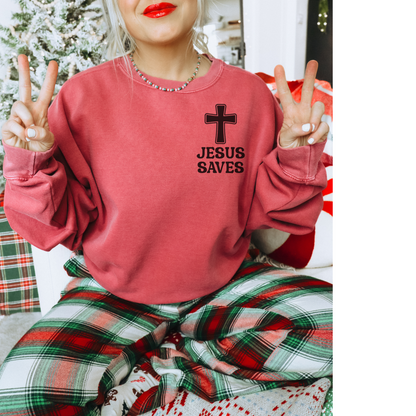 Jesus Saves Christian Vintage Edition Premium Garment-Dyed Sweatshirt - Soft, Durable, and Stylish