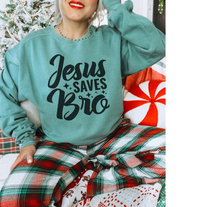 Jesus Saves Bro! Christian Premium Garment-Dyed Sweatshirt - Soft, Durable, and Stylish