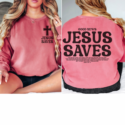 Jesus Saves Christian Vintage Edition Premium Garment-Dyed Sweatshirt - Soft, Durable, and Stylish