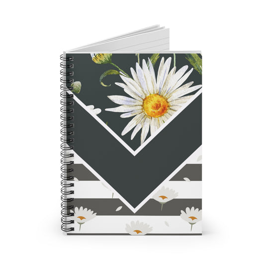 Black & White Daisy  journal or Notebook.  minimalist, Notes Spiral Notebook - Ruled Line