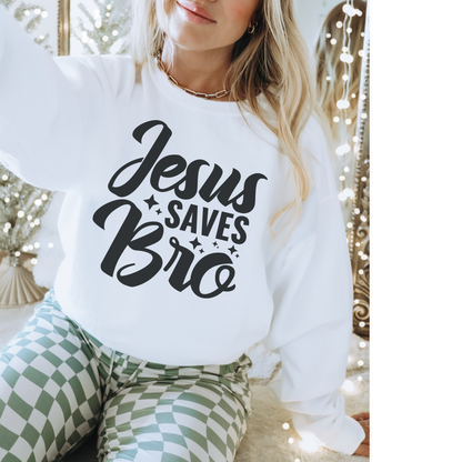 Jesus Saves Bro! Christian Premium Garment-Dyed Sweatshirt - Soft, Durable, and Stylish