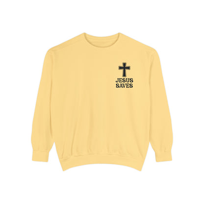 Jesus Saves Christian Vintage Edition Premium Garment-Dyed Sweatshirt - Soft, Durable, and Stylish