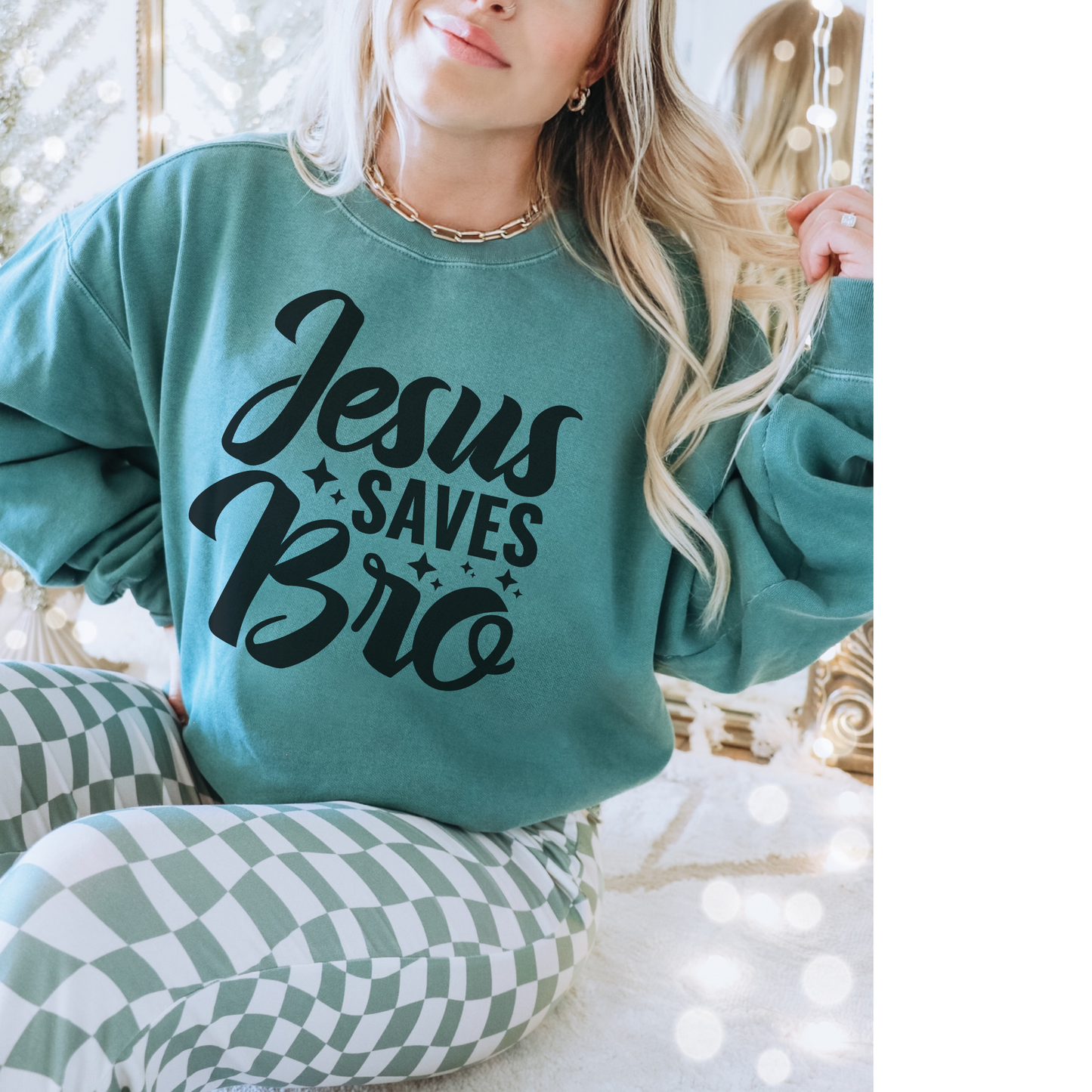 Jesus Saves Bro! Christian Premium Garment-Dyed Sweatshirt - Soft, Durable, and Stylish