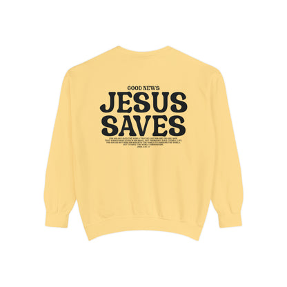 Jesus Saves Christian Vintage Edition Premium Garment-Dyed Sweatshirt - Soft, Durable, and Stylish