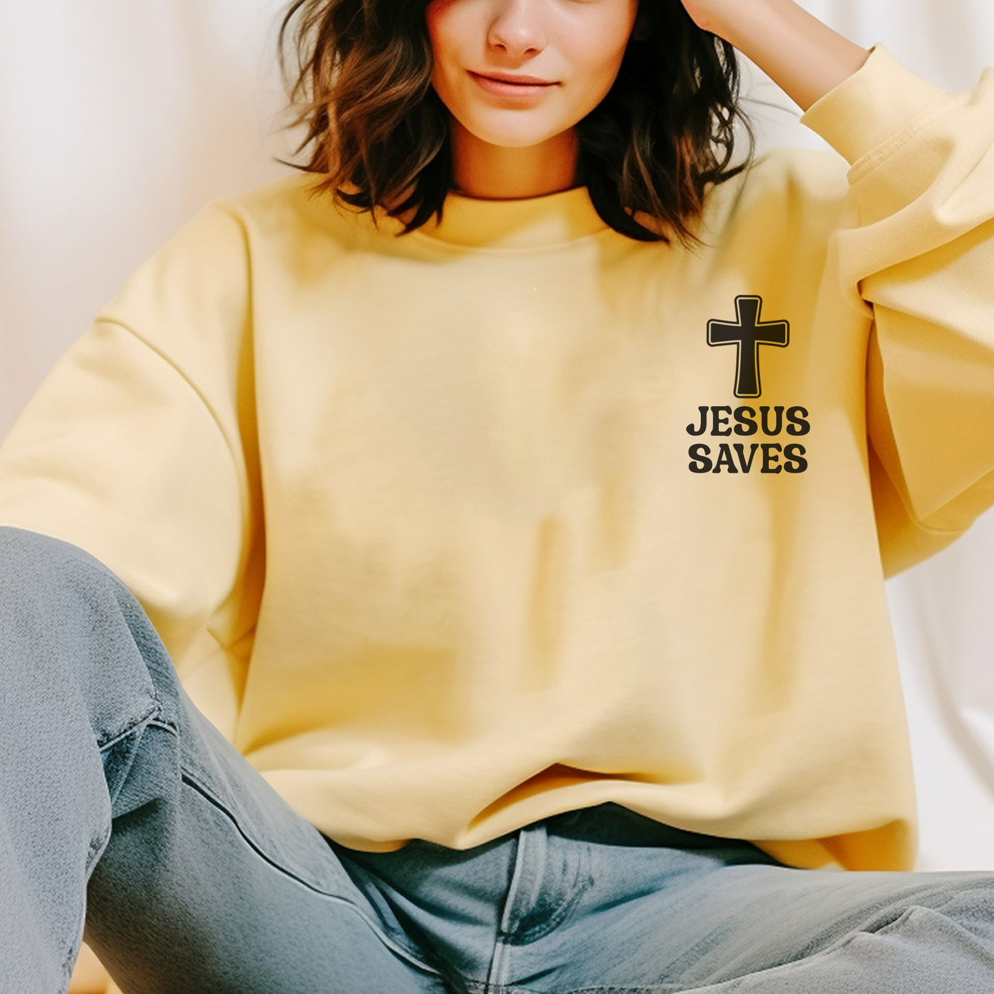 Jesus Saves Christian Vintage Edition Premium Garment-Dyed Sweatshirt - Soft, Durable, and Stylish