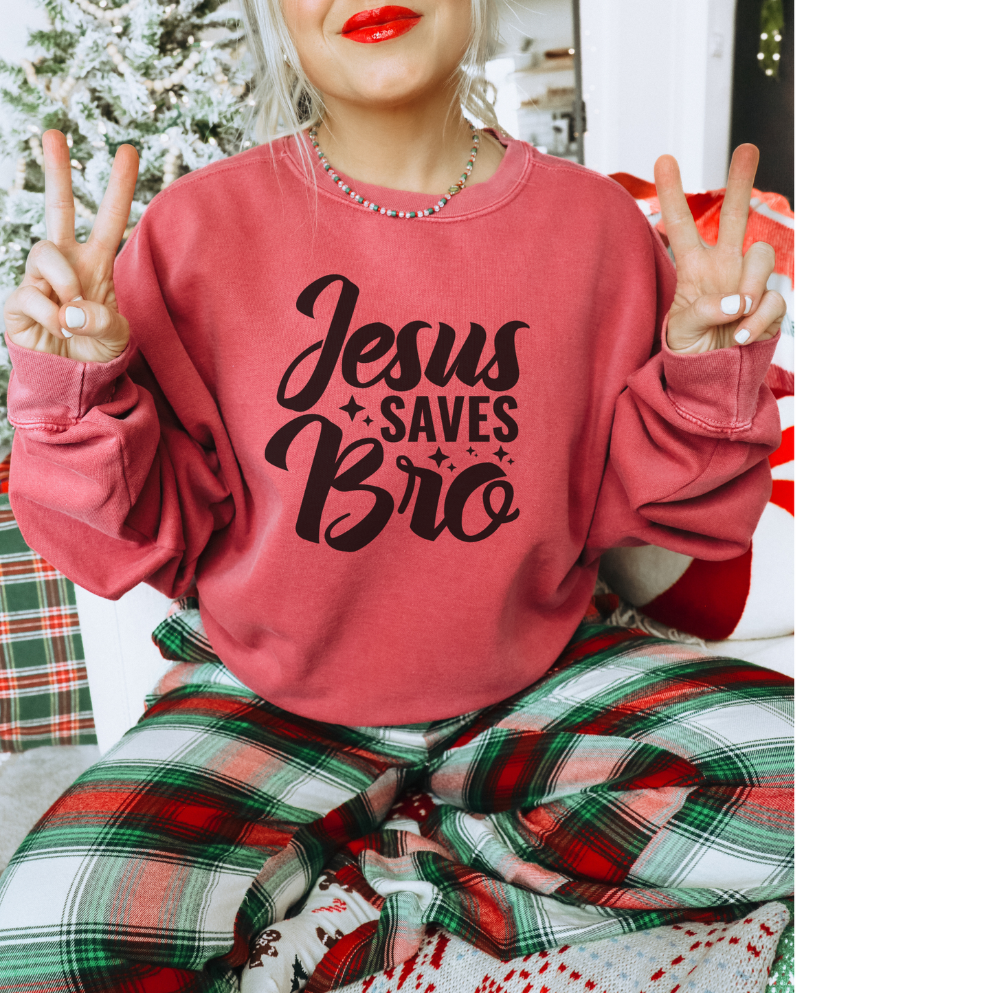 Jesus Saves Bro! Christian Premium Garment-Dyed Sweatshirt - Soft, Durable, and Stylish