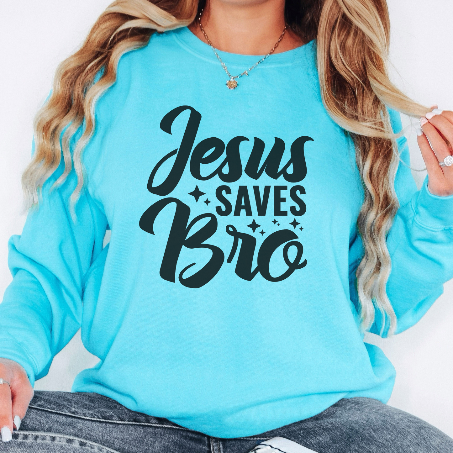 Jesus Saves Bro! Christian Premium Garment-Dyed Sweatshirt - Soft, Durable, and Stylish