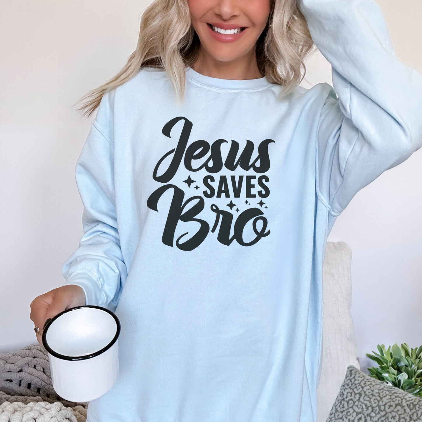 Jesus Saves Bro! Christian Premium Garment-Dyed Sweatshirt - Soft, Durable, and Stylish