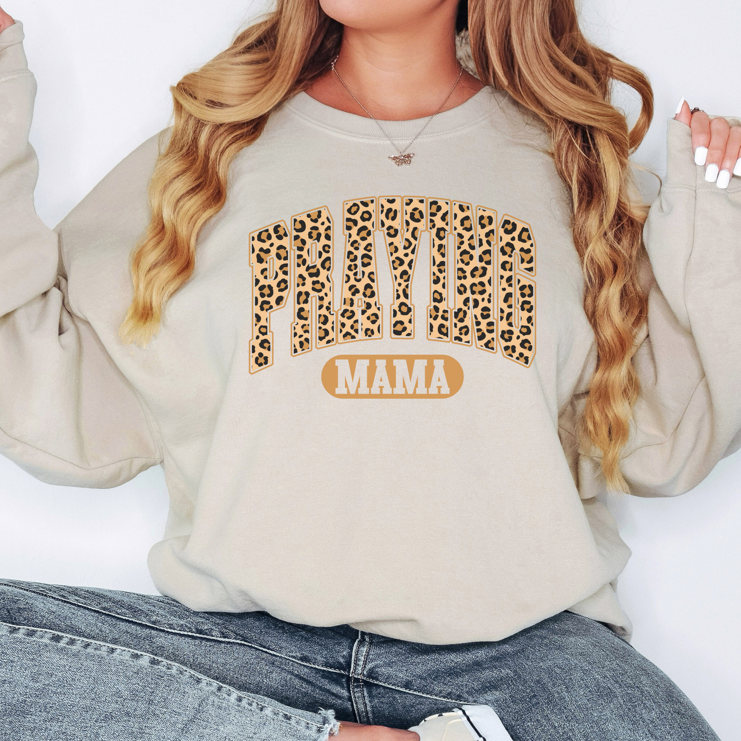 Praying Mamma, Praying Mama, Praying Mom, Prayiing Mommy Crewneck Sweatshirt