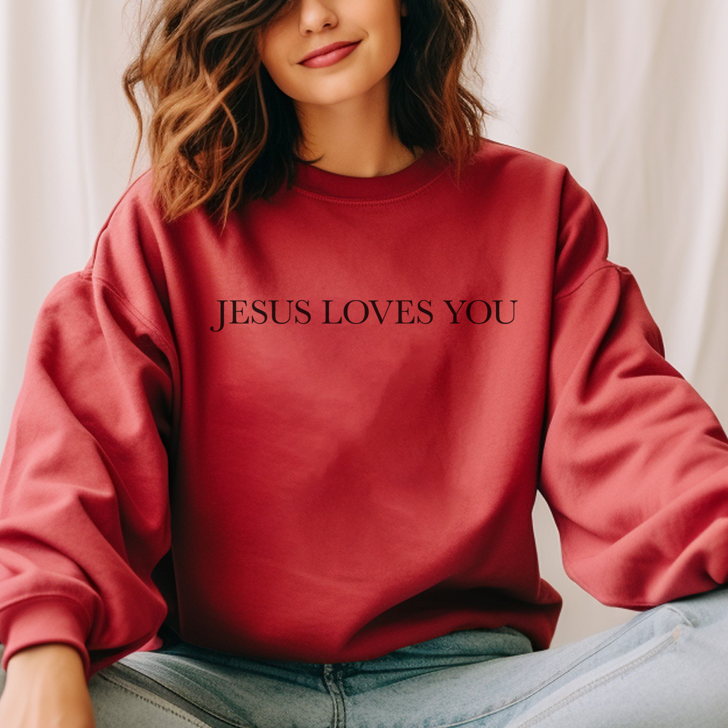 Jesus Loves you ( We Love eachother because he loved us first. John 4:19 Premium Garment-Dyed Sweatshirt - Soft, Durable, and Stylish