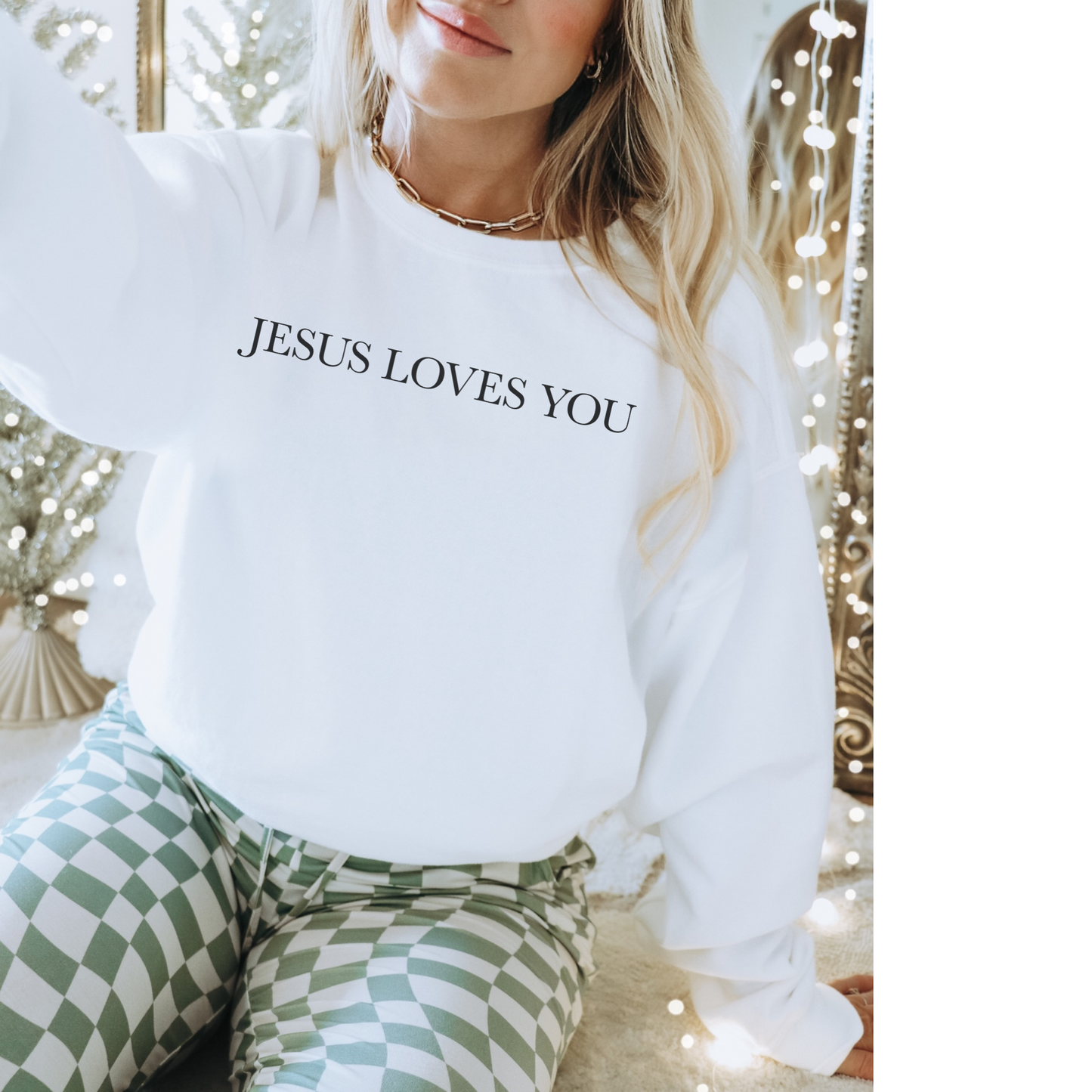 Jesus Loves you ( We Love eachother because he loved us first. John 4:19 Premium Garment-Dyed Sweatshirt - Soft, Durable, and Stylish