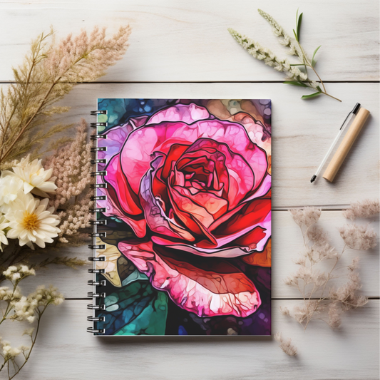 Artistic rose floral journal or Notebook. Notes Spiral Notebook - Ruled Line