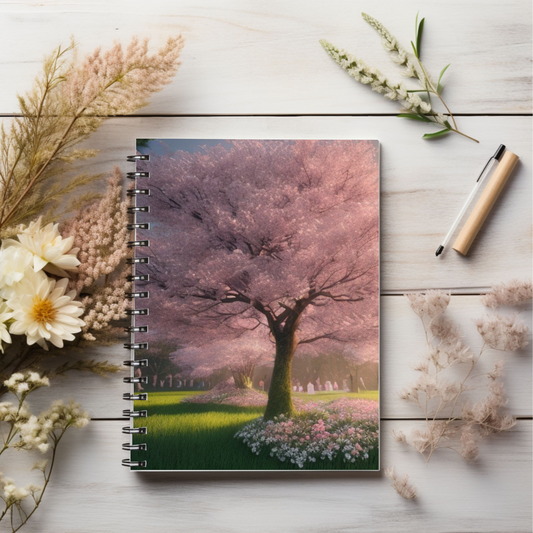 Beautiful Cherry Blossom Tree! Journal or Notebook. Minimalist, Notes Spiral Notebook - Ruled Line