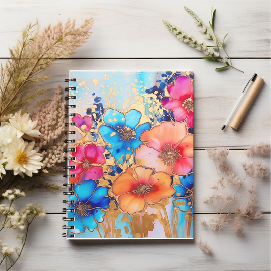 Bright floral journal or Notebook. Notes Spiral Notebook - Ruled Line